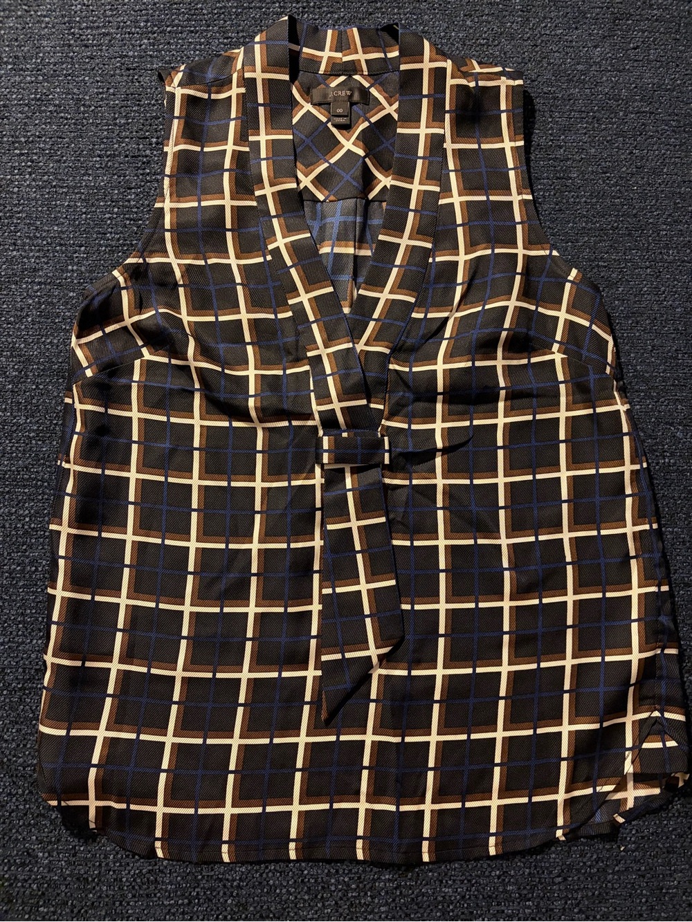 JCrew Silk Twill top in windowpane print